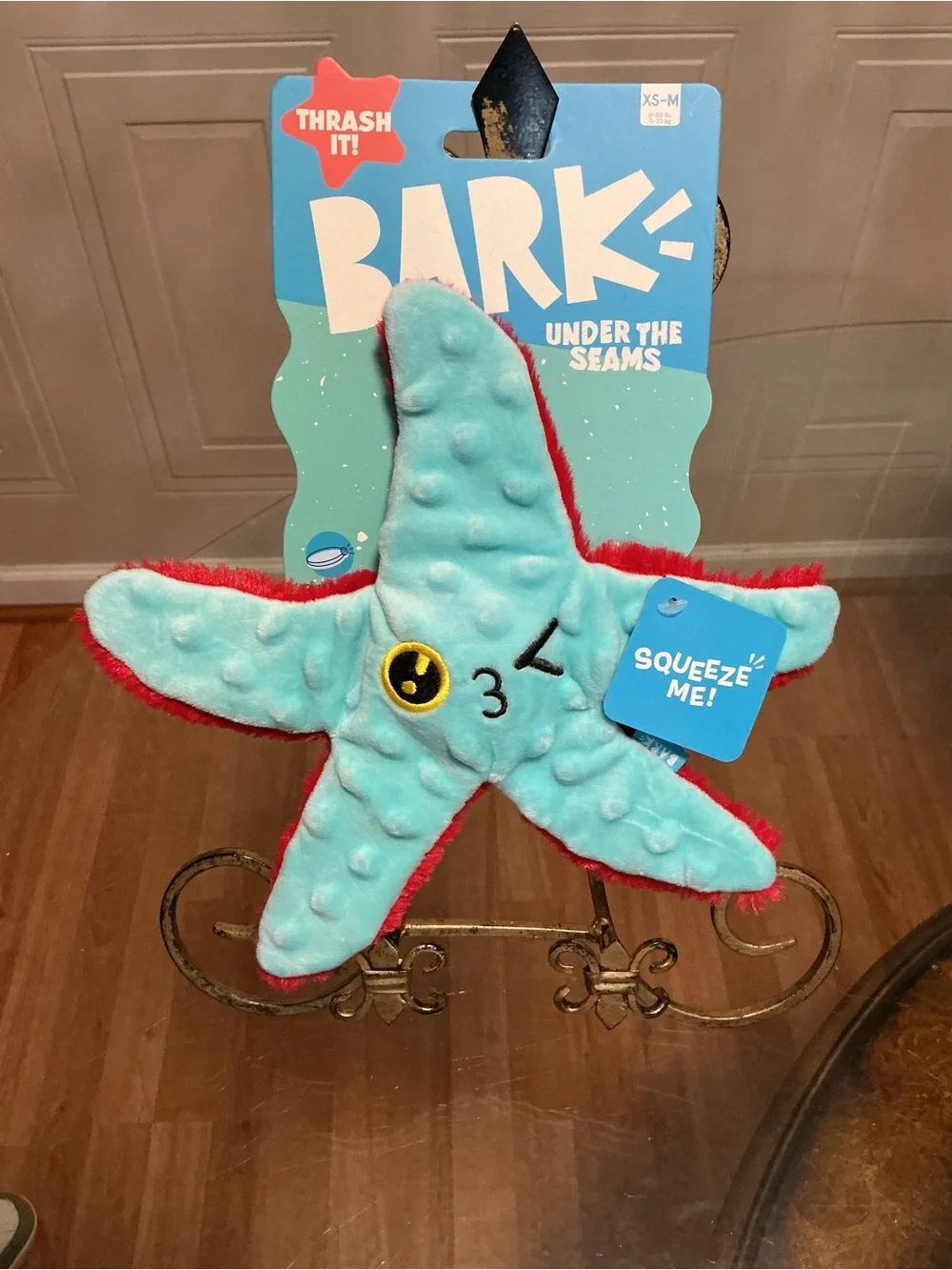 NWT BARK Under the Seams Starfish Dog Toy - Crinkle Squeaker 10”
